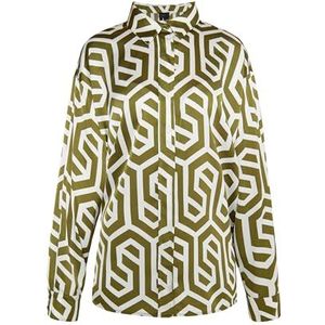 idem Hemdblouse voor dames, wolwit olijf, S