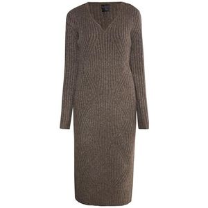 caneva Gebreide damesjurk, bruin, M/L