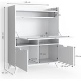 Vicco Secretaire bureau Berdi, Wit, x 45 cm