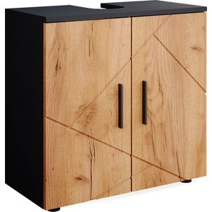 Vicco - Waschbeckenunterschrank Irma, Goldkraft Eiche/Anthrazit, 60 x 59 cm