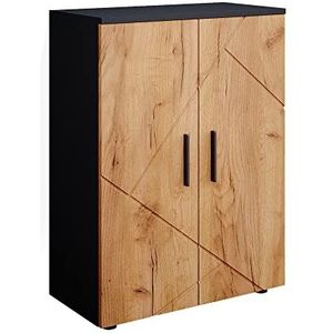 Vicco Halfhoge kast Irma, 60 x 81 cm, Antraciet/Krachtige eik goud