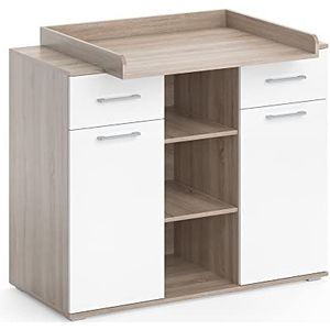 Vicco Commode ""Leonie"", Sonoma/Wit, 113 x 100 cm