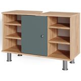 Vicco Waschtischunterschrank Badschrank Waschbecken Fynn Eiche Grün Badmöbel 80cm