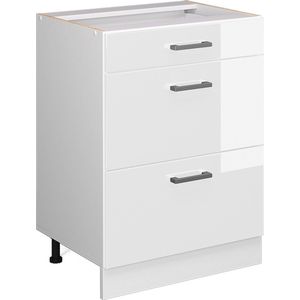 Vicco Keukenonderkast R-Line, Wit/Wit, cm met laden, zonder werkblad