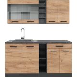 Vicco Küchenzeile Küchenblock Einbauküche R-Line Single Anthrazit Eiche 160 cm