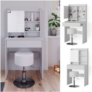Vicco Schminktisch Frisiertisch Frisierkommode Laura Weiß Hocker 70x136 cm Spiegelschrank modern Schlafzimmer Kommode Schminkspiegel Schrank Schublade Kosmetiktisch Make-Up-Tisch