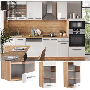 Vicco - Fame-Line - Vitrinekast - 40 cm - Wit Hoogglans - Glazen Front