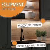 Vicco Küchenzeile Küchenblock Einbauküche Fame-Line Single Landhaus Eiche Grün Gold 140 cm modern Küchen Schränke Spülenunterschrank Schubunterschrank Hängeschrank Hängeglasschrank