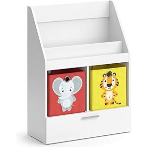 Vicco Kinderregal Bücherregal Wandregal Luigi Weiß 72x96 cm modern Kinderzimmer Regal Spielzeugregal Dekoregal Standregal Aufbewahrungsregal Würfelregal Schublade Ablage Fach freistehend Faltbox