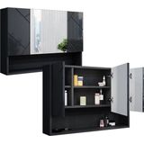 Vicco Spiegelschrank Badspiegel Wandspiegel Irma Anthrazit Hochglanz 80 cm modern Badezimmer Spiegel Badezimmerschrank Badezimmermöbel Spiegeltür Schranktür Hängeschrank Einlegeboden Regal Ablage