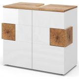 Vicco Waschtischunterschrank Waschbeckenunterschrank Eden Weiß Artisan modern 73x64 cm Badezimmer Schrank Badschrank Badkommode Badmöbel 2 Türen Hochglanz