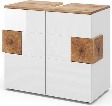 Vicco Waschtischunterschrank Waschbeckenunterschrank Eden Weiß Artisan modern 73x64 cm Badezimmer Schrank Badschrank Badkommode Badmöbel 2 Türen Hochglanz