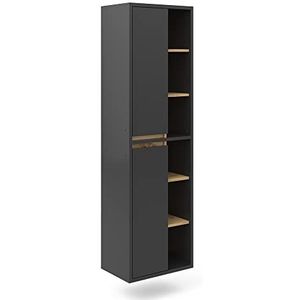 Vicco - Viola Badkamerkast - Antraciet - 50 x 170 cm - Met Deuren en Open Vakken