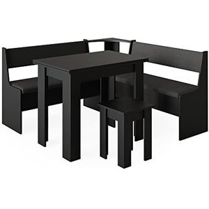 Vicco Hoekbankgroep Roman, zwart, 150 x 150 cm met tafel