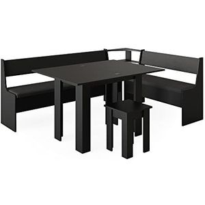 Vicco Hoekbankgroep Roman, zwart, 150 x 210 cm met tafel