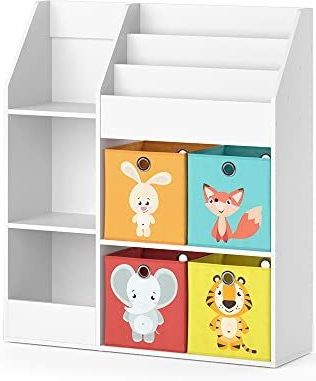 Vicco Kinderregal Bücherregal Wandregal Luigi Weiß 100x114 cm modern Faltbox Kinderzimmer Regal Spielzeugregal Dekoregal Standregal Aufbewahrungsregal Würfelregal Ablage Fach freistehend