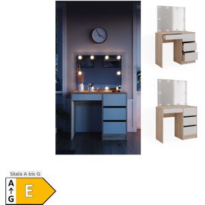 Vicco Schminktisch Sherry Sonoma Weiß, 90 x 75 cm, Spiegel, LED, Frisiertisch