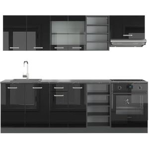 Vicco Kitchenette R-Line Solid antraciet zwart 240 cm moderne keukenkasten keukenmeubel