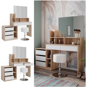 Vicco Anja Kaptafel – 139.8 cm met kruk Wit/Sonoma met kruk