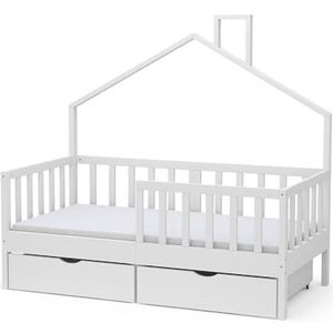 Livinity Huisbed kinderbed Justus wit 70 x 140 cm met lade en matras