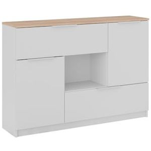 Kommode Betti, Weiß/Sonoma, 120 x 83.6 cm 2x Tür, 2x Schublade und 1x offenes Fache Vicco