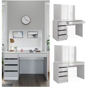 Vicco Sherry Kaptafel – 120 cm met spiegel Wit/Goud met spiegel