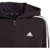 adidas - Essentials 3-Stripes Fleece Ritshoodie - Kinderen - Zwart - Fleece, 78% Katoen / 22% Gerecycled Polyester