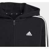 adidas - Essentials 3-Stripes Fleece Ritshoodie - Kinderen - Zwart - Fleece, 78% Katoen / 22% Gerecycled Polyester