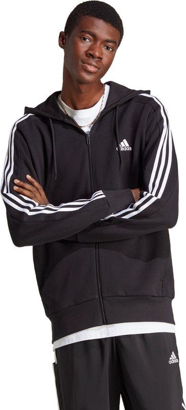 adidas Sportswear Essentials French Terry 3-Stripes Ritshoodie - Heren - Zwart