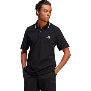 adidas Heren Essentials Piqué Small Logo Polo Shirt, Black, M