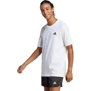 Adidas Essentials Single Jersey Embroidered Small Logo, T-Shirt A Manica Corta Uomo, Bianco (White), M