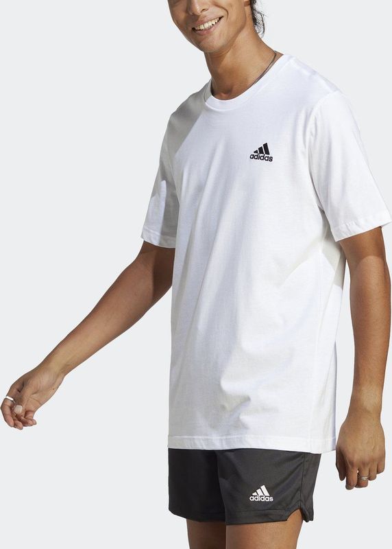 adidas Sportswear Essentials Single Jersey Geborduurd Small Logo T-shirt - Heren - Wit