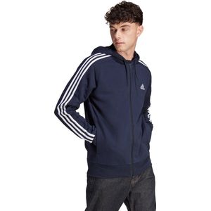 adidas Sportswear Essentials French Terry 3-Stripes Ritshoodie - Heren - Blauw