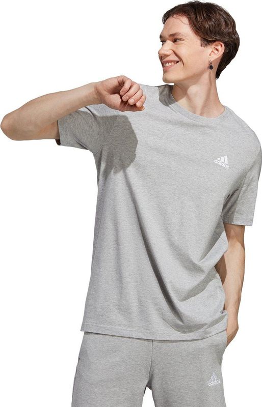adidas Sportswear Essentials Single Jersey Geborduurd Small Logo T-shirt - Heren - Grijs