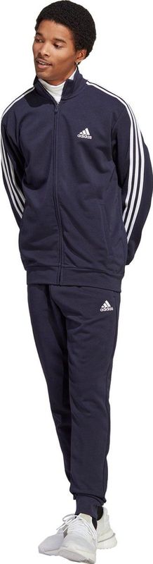 adidas - Sportswear Basic 3-Stripes - Trainingspak - Blauw - 52% Katoen / 48% Gerecycled Polyester