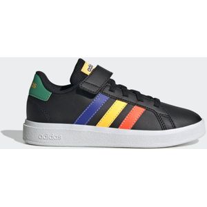 adidas Grand Court Elastic Lace and Top Strap Shoes Sneakers uniseks-kind, core black/lucid blue/court green, 32 EU
