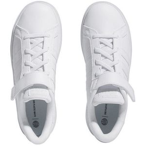 adidas Grand Court Elastic Lace and Strap Sneakers voor jongens, Ftwr White Ftwr White Grey One, 28 EU
