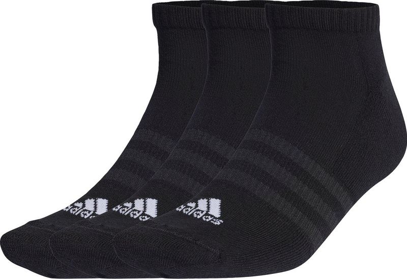 adidas - Sportswear - Korte Sokken - Zwart - 3 Paar, Gevoerde Zool, Ademend, Stretch