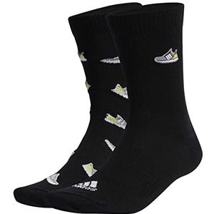 Adidas, Run X Ultraboost schoen Love grafische sokken 2 paar, sokken, zwart wit, L, unisex-volwassene