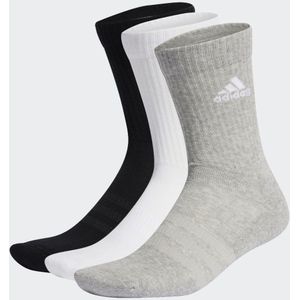adidas Uniseks-Kind Cushioned Crew Socks 3 Pairs, Medium Grey Heather / White / Black, 5-6 Years