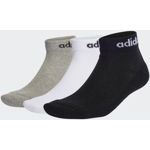adidas Uniseks-Kind Linear Ankle Cushioned Socks 3 Pairs, Medium Grey Heather/White/Black, 6-7 Years