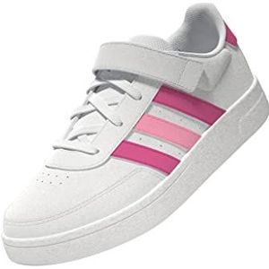 adidas Breaknet Lifestyle Court Elastic Lace And Strap, uniseks sneakers voor kinderen en jongens, Wit Ftwr White Lucid Fuchsia Beam Pink, 36 EU