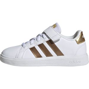 adidas Grand Sustainable Lifestyle Court Elastic Lace And Top Strap Shoes, Low (on Football), uniseks, FTWR WHITE FTWR WHITE MAT GOUD, 28 EU