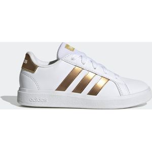 adidas Grand Court 2.0 K Sneaker voor jongens, Ftwr Wit Ftwr Wit Mat Goud, 4.5 UK