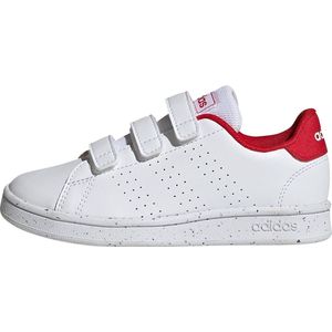 adidas Unisex kinderen Advantage Lifestyle Court Hook-and-Loop Shoes-Low (Non Football), Ftwr White Ftwr White Better Scarlet, 34 EU