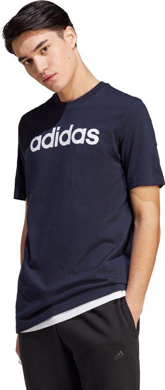 adidas Sportswear Essentials Single Jersey Linear Geborduurd Logo T-shirt - Heren - Blauw