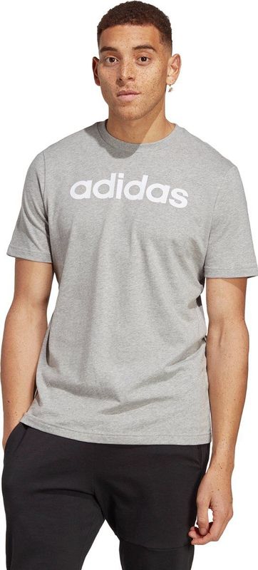 adidas Sportswear Essentials Single Jersey Linear Geborduurd Logo T-shirt - Heren - Grijs