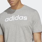 Adidas Essentials Single Jersey Linear Embroidered Logo T-Shirt, Medium Grey Heather, S Uomo