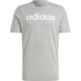 Adidas Essentials Single Jersey Linear Embroidered Logo T-Shirt, Medium Grey Heather, S Uomo