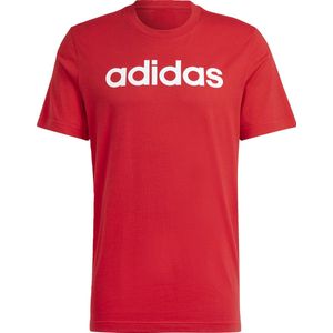 adidas Sportswear Essentials Single Jersey Linear Geborduurd Logo T-shirt - Heren - Rood